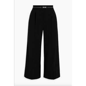 Msgm 'Cropped' Black Wool-Blend Wide-Leg Pants Size 6